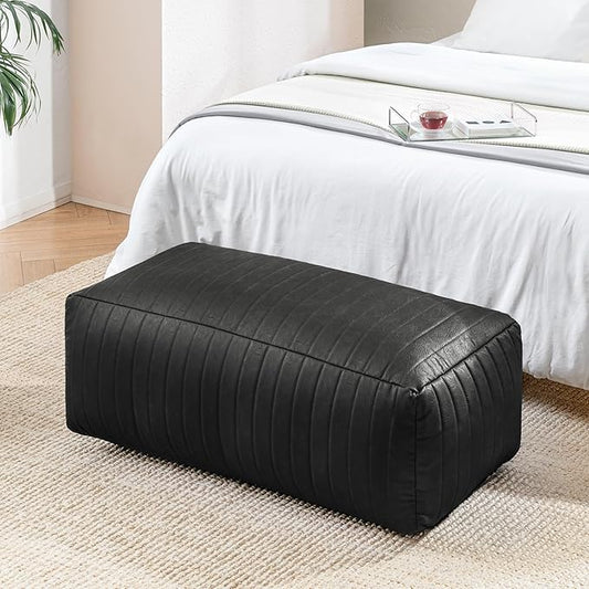 Anji Mountain 100% Handmade & Handcrafted Comfortable Home Décor Bench Pouf Ottoman Footrest for Living Room, Bedroom, Nursery, Kidsroom, Patio Furniture - (42" x 22" x 17" - Gray)