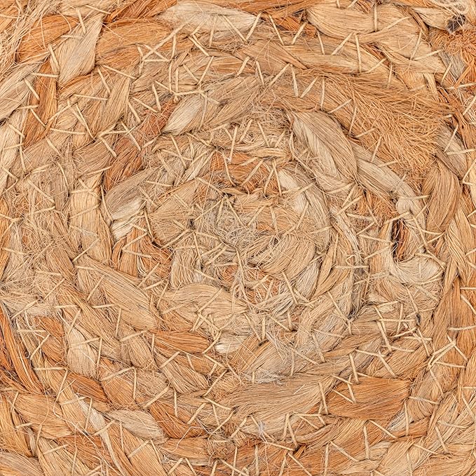 Decor Therapy Round Pouf Ottoman Footrest, Natural Jute Woven, Boho Pouf, Bohemian Style Casual Seating for Living Room, Bedroom, Patio Decor 19"x 19"x 10.5"