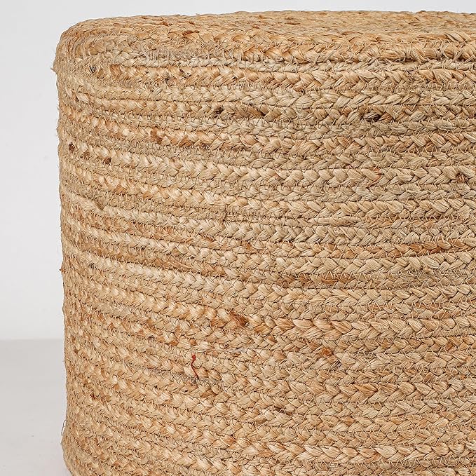 Jute Pouf Ottoman - Briaded Boho Pouf Ottoman Foot Rest - Poofs/Ottomans Furniture Decor - Ottomans Pouffe for Bedroom - Poufs for Living Room - (18"x18"x12")